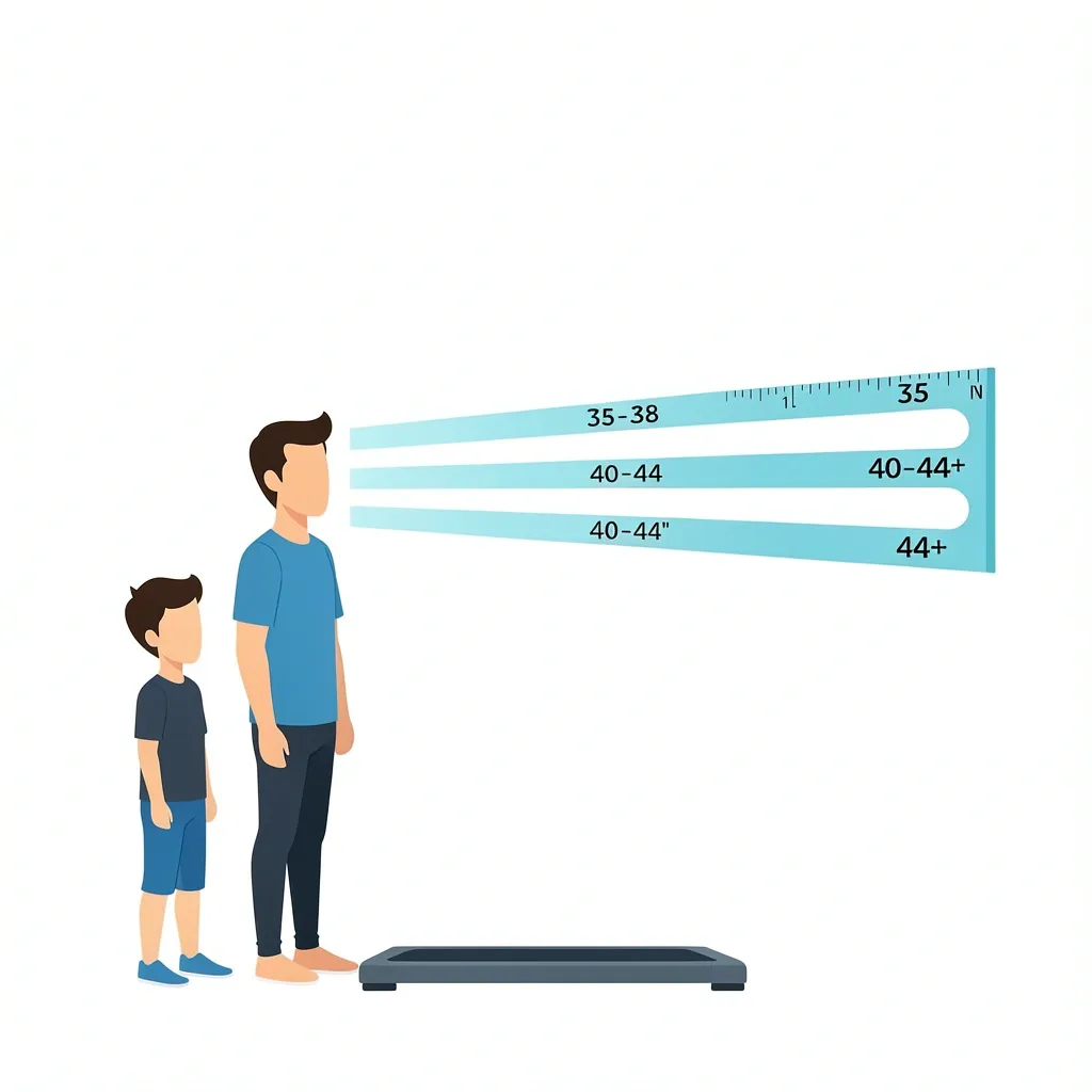 Height Based Belt Length Guide Vector illustration of three people of different heights with belt length ranges