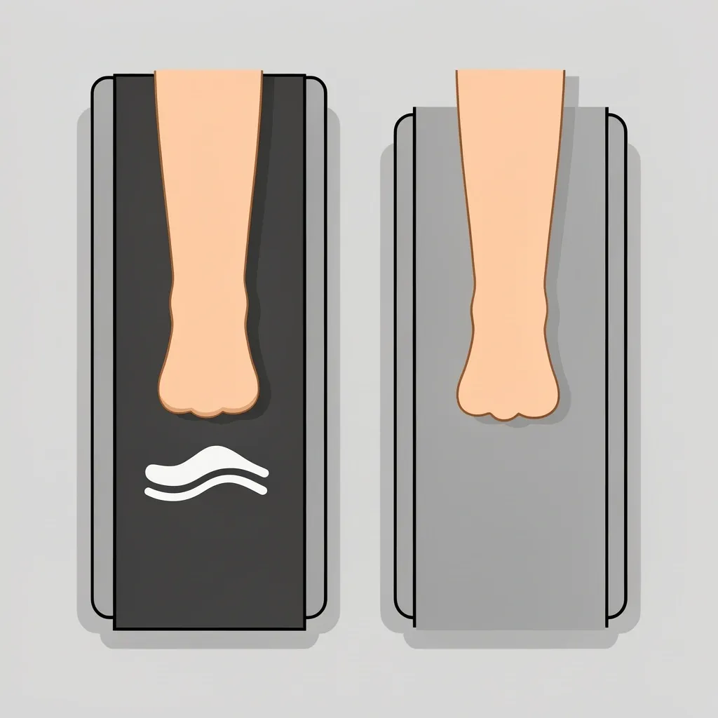 Belt Material Impact on Feel 2D illustration comparing thick rubber and thin PVC walking pad belts