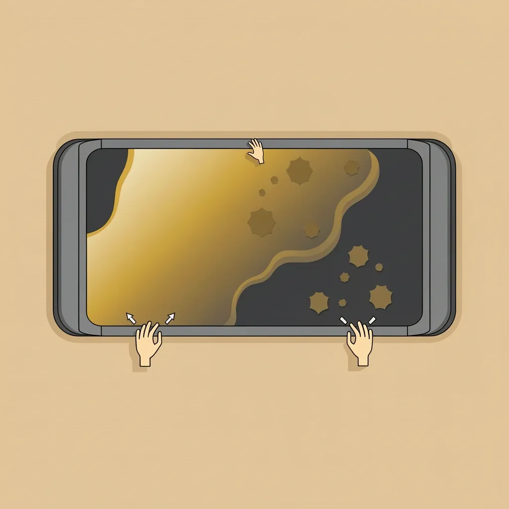 Even Lubrication Hand Test Points Top-down view of walking pad deck with three hand icons at front, middle, and back showing where to test for even oil distribution
