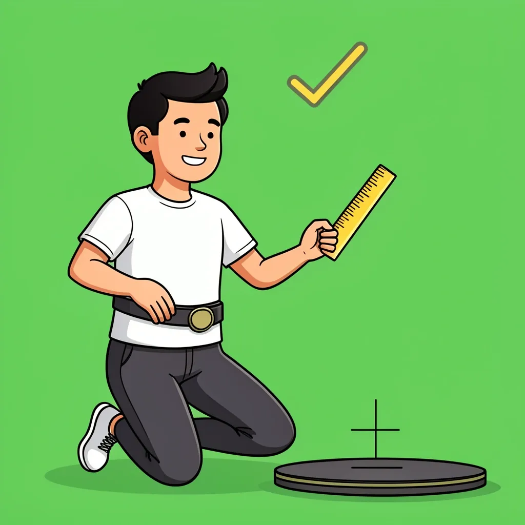 Belt tension lift test Person lifting walking pad belt with ruler to measure 2-inch lift for correct tension check