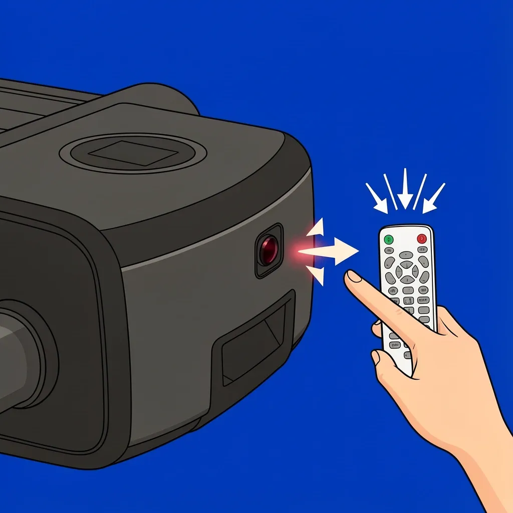 Close-up of a walking pad IR receiver lens and a universal remote.