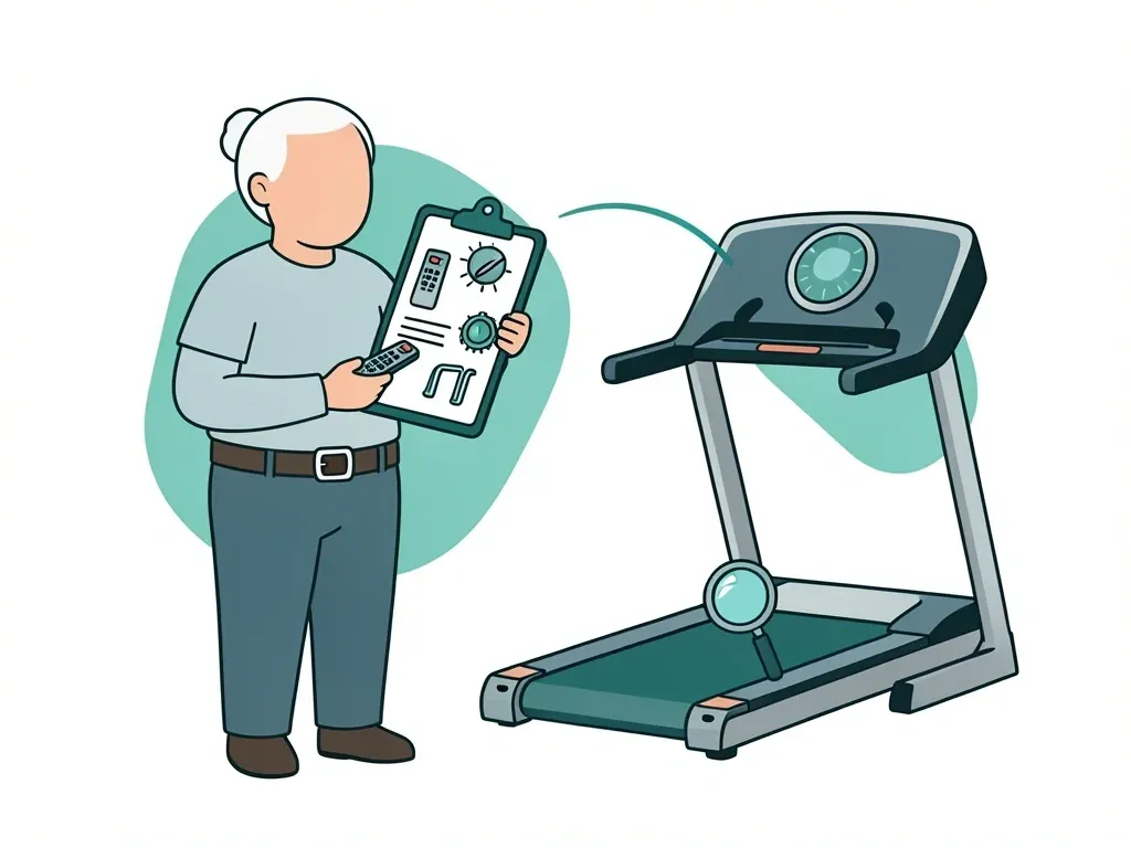 Walking Pad Selection Checklist for Seniors Checklist of walking pad features for seniors including wide belt, remote, low speed, and handrail