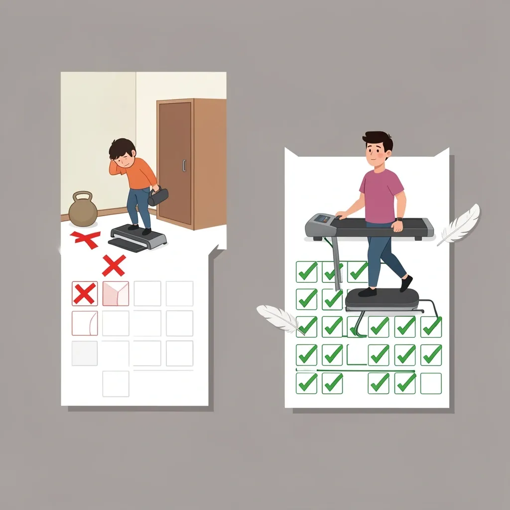 Illustration showing inconsistent use of stepper versus consistent daily use of walking pad