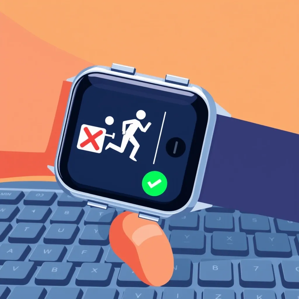 Auto-pause off setting for walking pad 2D illustration of a smartwatch with a disabled pause icon and enabled play icon, representing turning off auto-pause