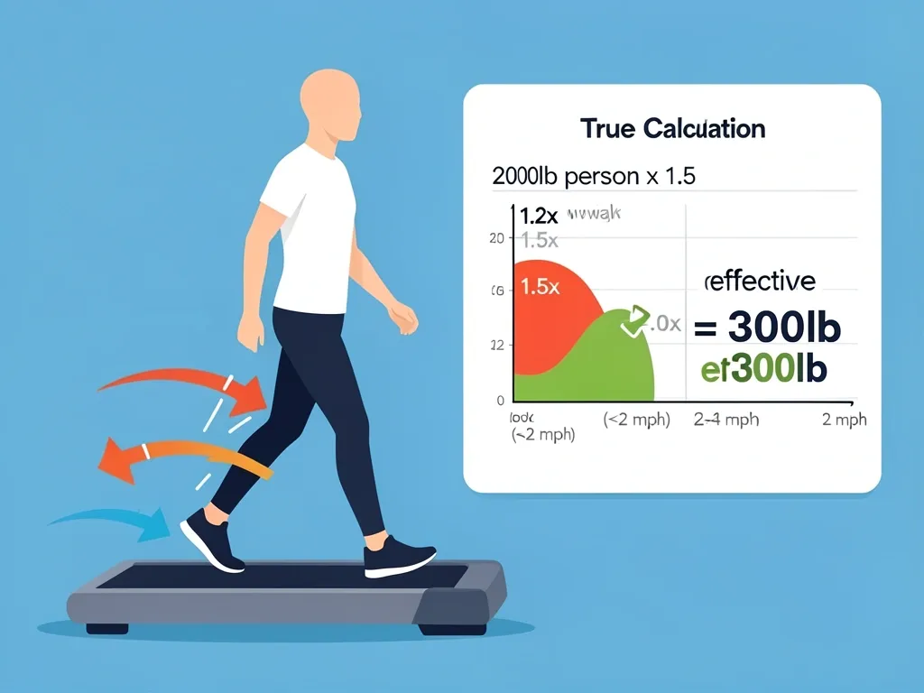 Dynamic Force Calculation for Walking Pad Use Illustration showing dynamic force of a walking person at different speeds with ground reaction force multipliers