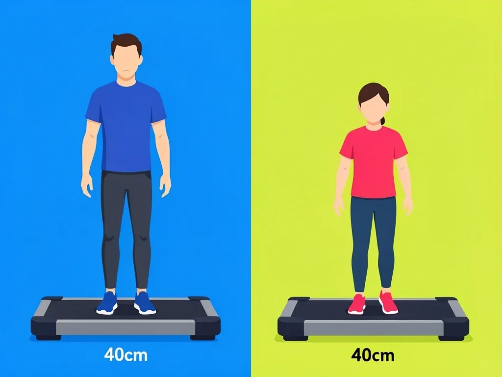 Height and Stride Affects Walking Pad Belt Width Comparison of tall and short walkers on a 40 cm walking pad belt, showing the tall person's feet near edges