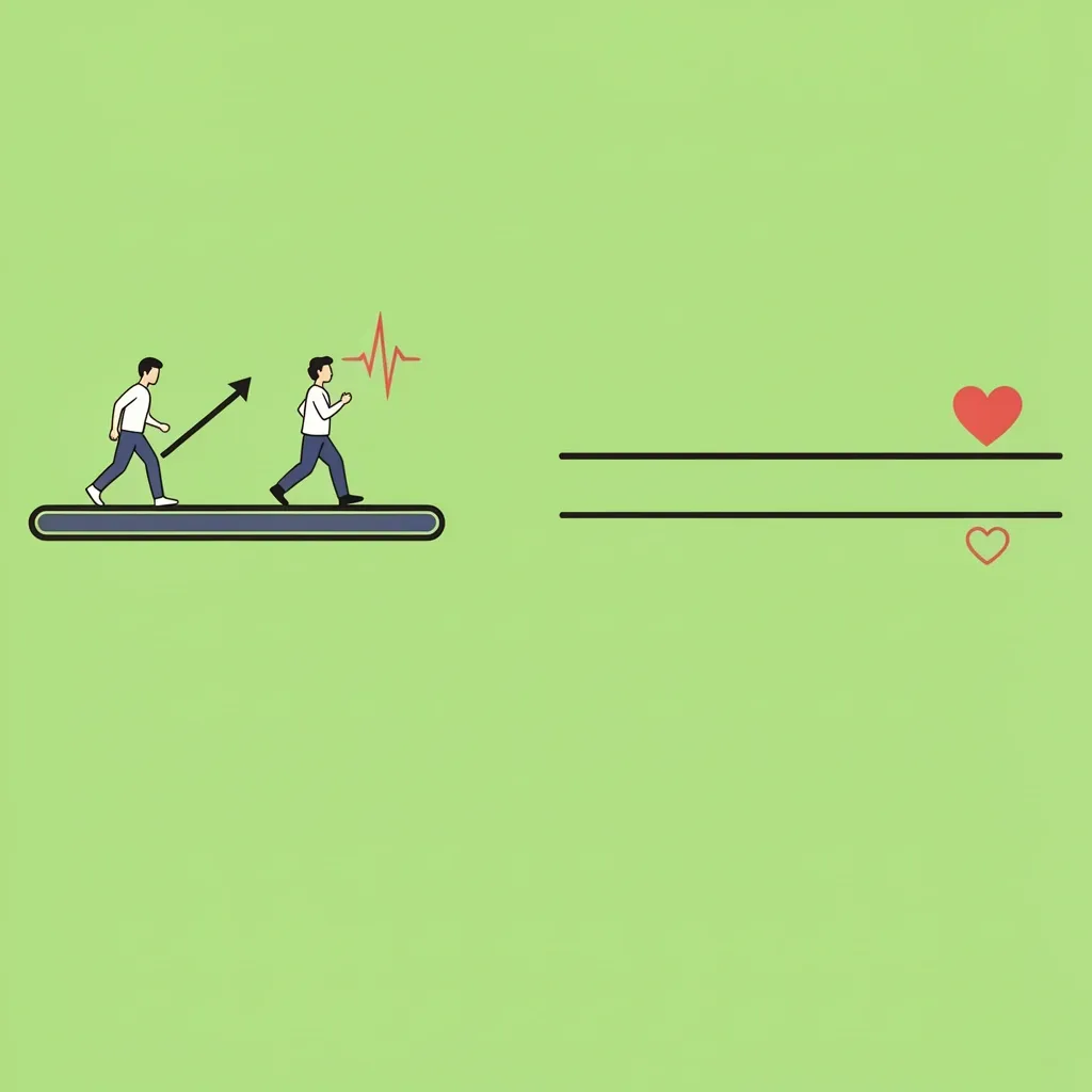 Incline vs Belt Length Workout 2D illustration comparing a short belt with incline to a long flat belt for workout intensity