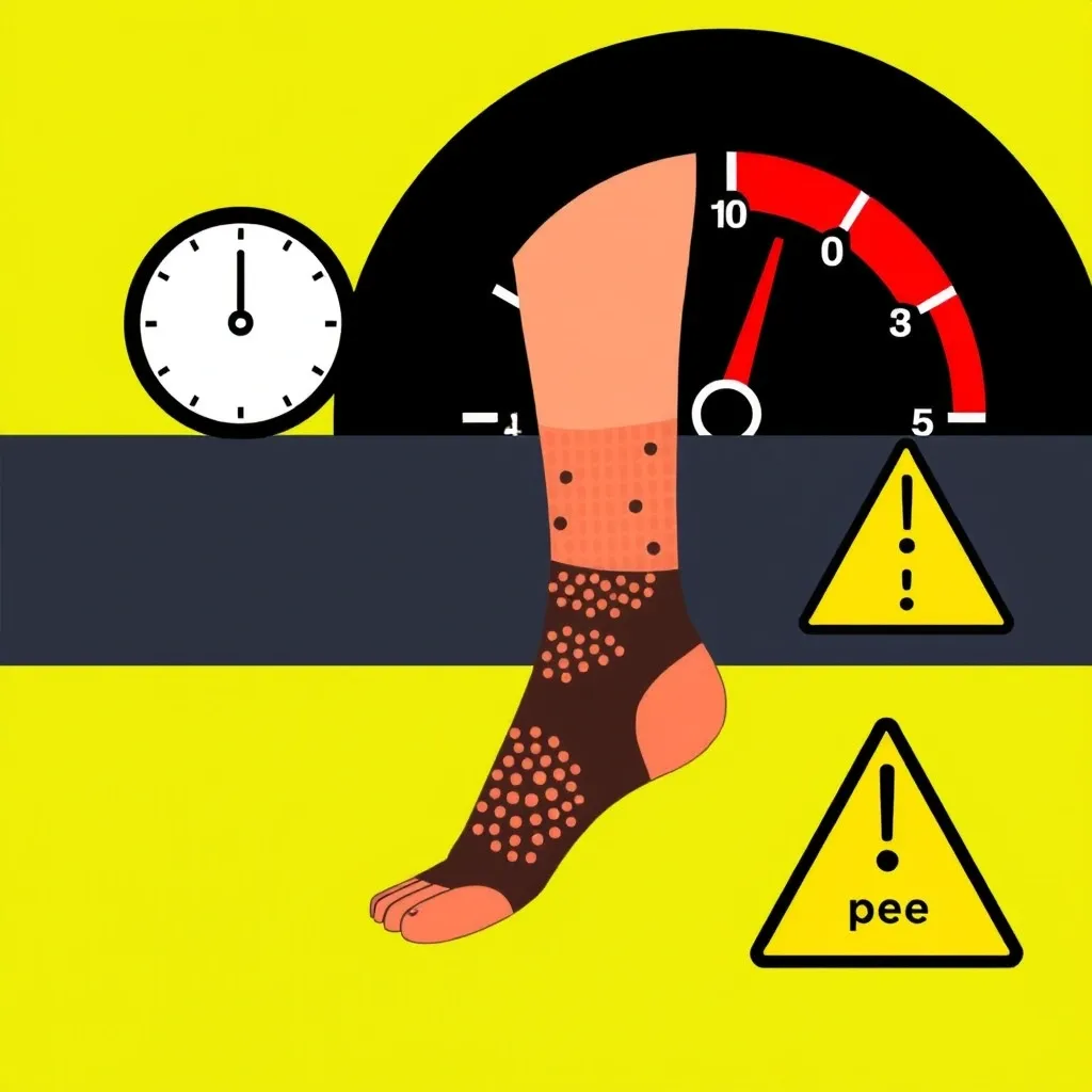 Acceptable Sock Conditions for Walking Pad Illustration showing the acceptable conditions for walking in socks on a walking pad: low speed, short duration, and grip socks with a caution sign.