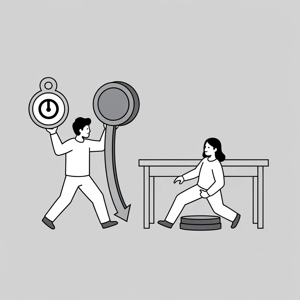 Long Belt Weight Tradeoff Vector illustration comparing a heavy long-belt pad and a lightweight compact pad