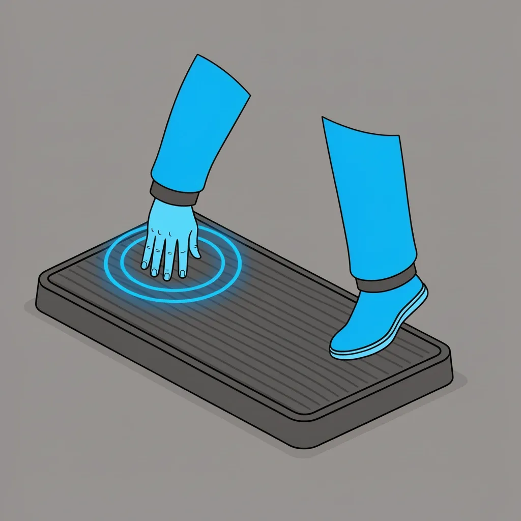 Diagnose Walking Pad Noise by Feeling Vibration Person placing hand on corner of walking pad to check for vibrations while diagnosing noise source