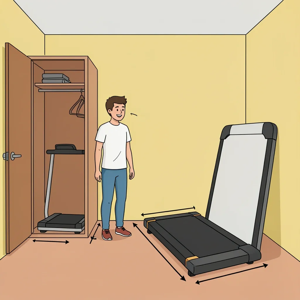Comparison of space needed for a mini stepper (small closet) versus a walking pad (long floor area)