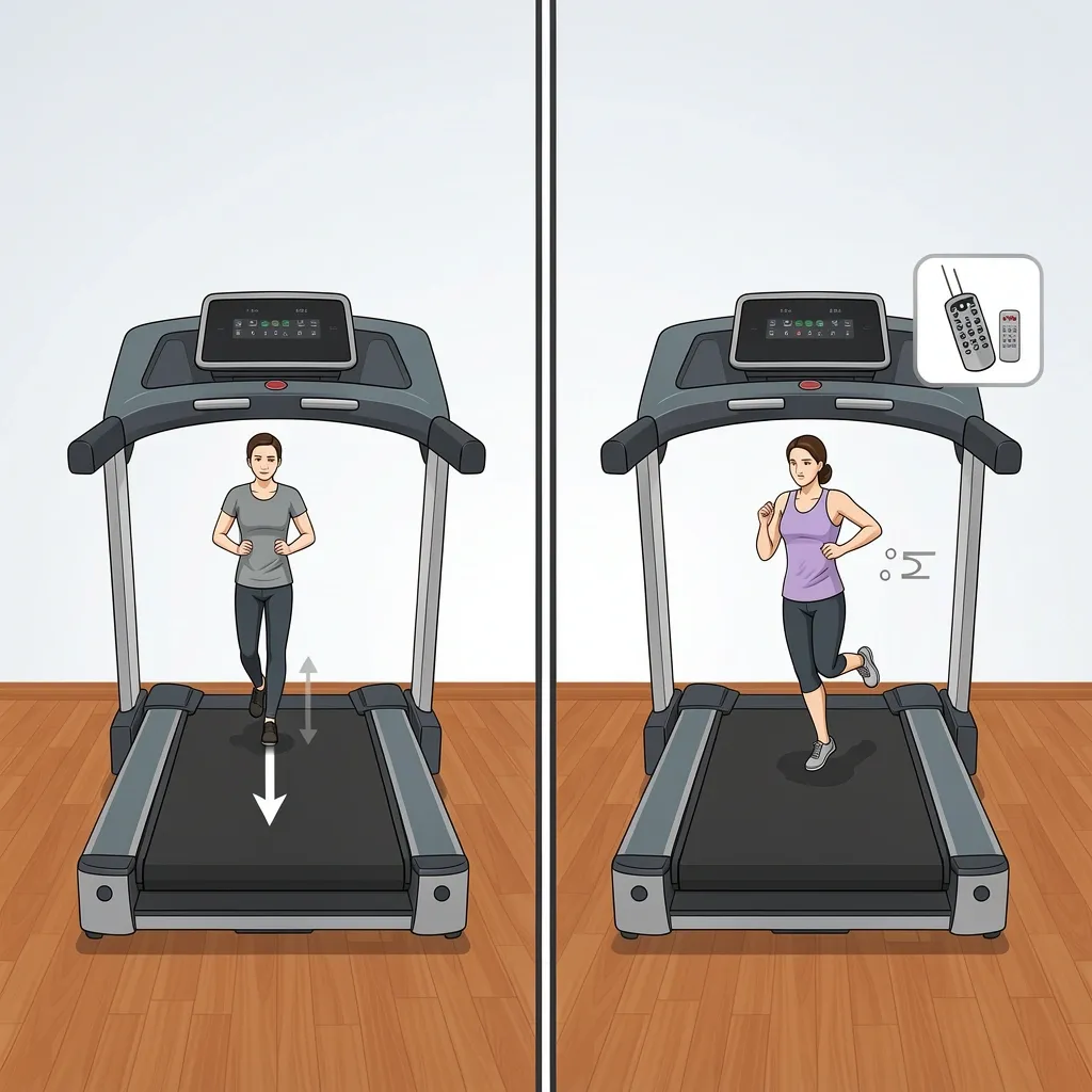 Comparison of walking mode with handrail down and running mode with handrail up on WalkingPad R2