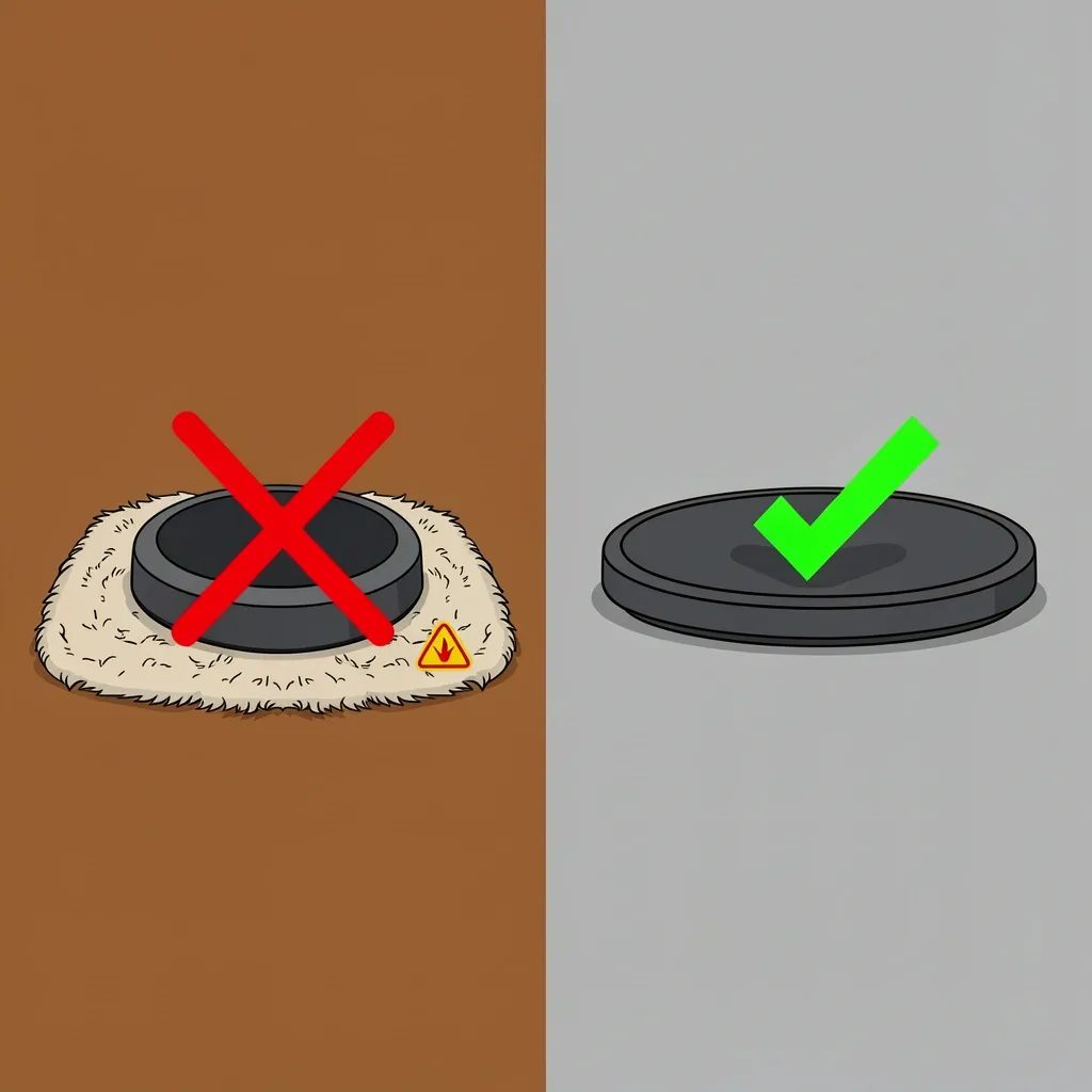 Yagud Carpet Usage Warning Walking pad on thick carpet with warning symbol versus pad on hard floor with checkmark