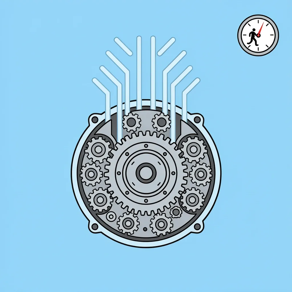Yagud Motor Performance Illustration Illustration of a Yagud walking pad motor with heat lines indicating wear over time