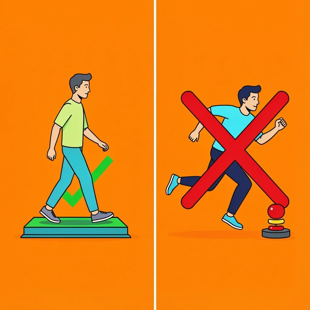 Yagud Walking vs Running Suitability Split illustration showing walking is good but running is not recommended on Yagud pad